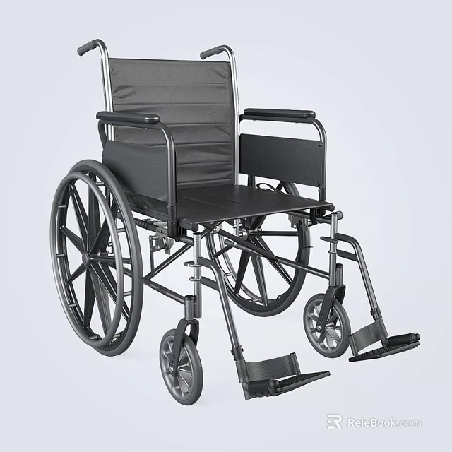 Medical Wheelchair With Durable Metal Frame Comfortable Black Seat And Stable Rear Wheels 3d model 