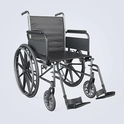 Medical Wheelchair With Durable Metal Frame Comfortable Black Seat And Stable Rear Wheels 3d model