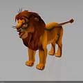Cartoon Lion 3D Model With Red Mane Orange Body Vibrant Expression And Dark Background