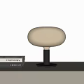 Minimalist Round Table Lamp With Beige Lampshade And Black Base For Home Decor