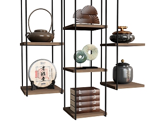 Teapot Tea Set Tea Cup Pu'er Tea Cake Tea Pot Yu Pei Storage Rack Hanger 3d model