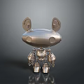 Futuristic Mechanical Character And Creature With Metallic Body And Large Ears