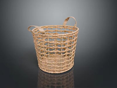 Practical Handwoven Storage Basket With Dual Handles For Home Organization Needs 3d model