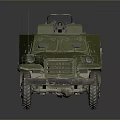Green Military Tank With Six Wheels And Top Mounted Weapon Design