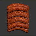 Plump Red Spicy Sausages With Fresh Juicy Texture And Appetizing Glossy Surface