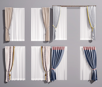 Modern Curtain Combination 3d model