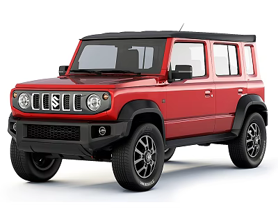 Red Off Road SUV With Black Roof Round Headlights And Alloy Wheels 3d model