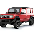 Red Off Road SUV With Black Roof Round Headlights And Alloy Wheels