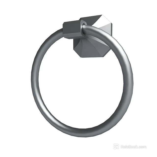 Silver Circular Towel Ring Made Of Stainless Steel For Modern Bathroom 3d model 