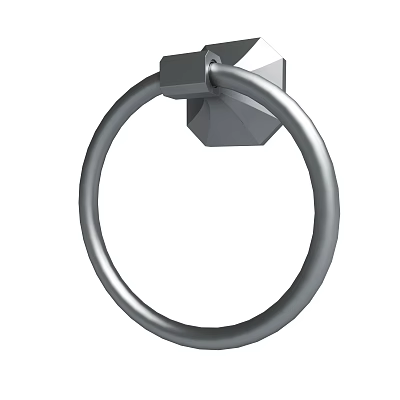 Silver Circular Towel Ring Made Of Stainless Steel For Modern Bathroom 3d model