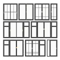 Modern Window Designs With Various Styles Black Frames And Glass Panels 3d model