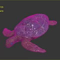 Blue Patterned Turtle Sculpture With Brown Body Decorative Figurine Detailed Shell Design 3d model