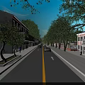 Road Facilities With Yellow Dividing Line Sidewalks Trees Buildings And Cars