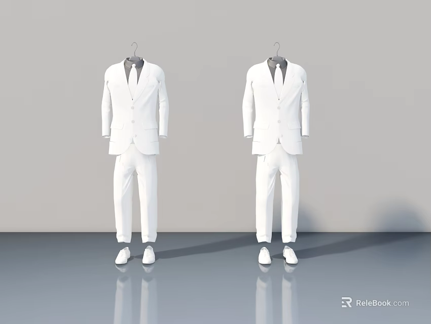 Modern White Swing Door Design With Smooth Surface And Reflective Floor 3d model 
