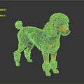 Detailed Brown Poodle Sculpture With Curly Fur And Standing Posture On Dark Background