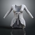 Gray Knitted Cardigan With Bow Detail Asymmetrical Ruffle Hem And Long Sleeves