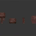 Four Red Block Shaped Character Creature Design Components With Different Structures