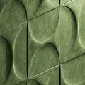 Green Wall Decor With Circular Patterns And Textured Square Panel Design
