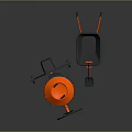 Orange Colored Construction Tools Set With Concrete Mixer Wheelbarrow And Shovel 3d model