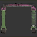 Heavy Duty Functional Vehicle With Green Tracks And Pink Top Frame Structure