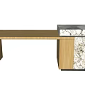 Modern Combination Furniture With Marble Top Cabinet And Wooden Long Table