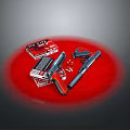 Two Handguns Displayed With Ammunition Boxes And Bullets On Red Circular Surface