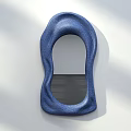 Blue Irregular Shaped Wall Mounted Mirror With Textured Frame And Light Wall Shadow 3d model