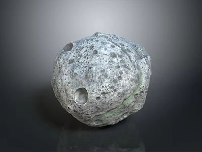 Gray Pitted Meteorite With Rocky Surface And Natural Celestial Formation 3d model