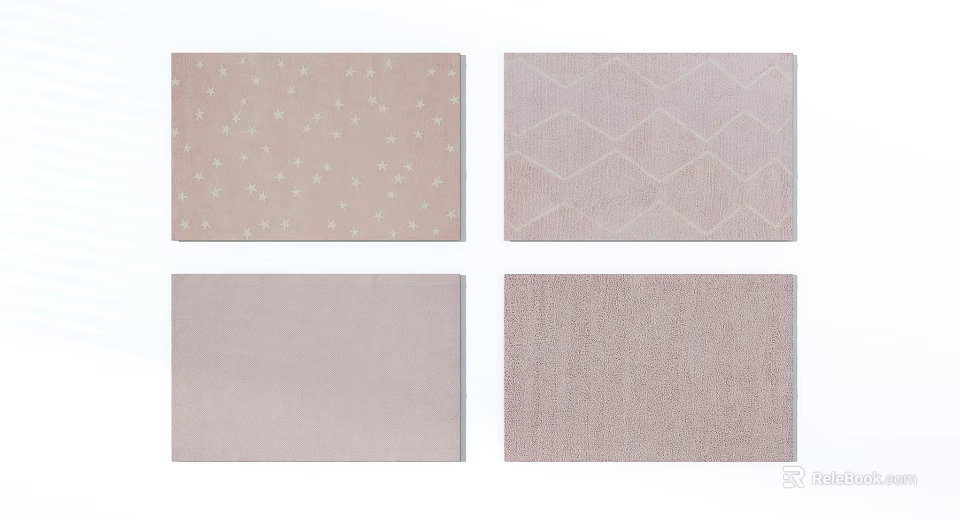 Pink Square Rugs With Star Geometric Solid Texture Patterns For Home Decor 3d model