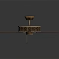 Classic Wooden Ceiling Fan with Ornate Pattern and Brown Blades