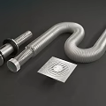 Stainless Steel Flexible Pipe With Round Fittings And Square Grille Components