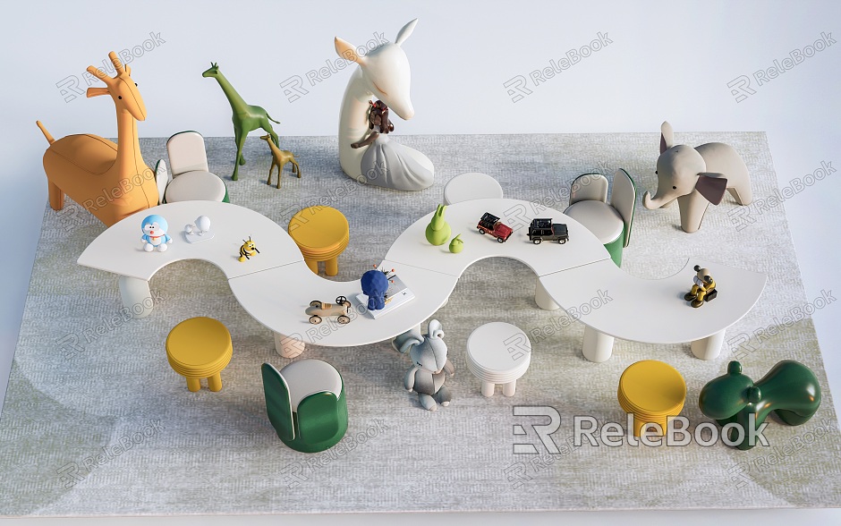 Modern Children's Tables and Chairs Children's Furniture Children's Toys Children's Ornaments model