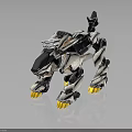 Robotic Beast Character And Mechanical Creature With White Black Armor Yellow Claws And Detailed Design
