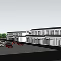 Modern Commercial Building Design With Surrounding Trees Parking Lot And Cars
