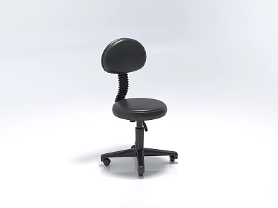 Black Single Chair With Adjustable Backrest And Padded Seat On Wheels 3d model