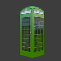 Green Telephone Booth Public Facility With Classic Design And Glass Panels