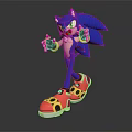Sonic The Blue Hedgehog Character With Green Eyes And Red Shoes In Dynamic Pose