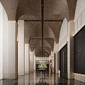 Modern Luxury Hotel Corridor With Arched Wooden Ceiling And Exquisite Floral Decorations Creates Elegant Vibe