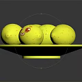 Yellow Food With Funny Emoji Faces Arranged On Striped Plate