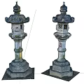 Traditional Stone Outdoor Lanterns With Decorative Ornate Top And Base For Garden