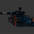 Dark Blue Military Tank With Turret Cannon And Armored Design Features