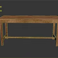 Wooden Table With Solid Wood Rectangular Top And Sturdy Legs Design