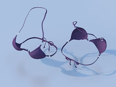 Purple Bikini Two Piece Swimsuit With Adjustable Straps And Modern Design 3d model