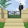 Wrought Iron Gate Design With Stone Walls Steps Green Plants And Mailbox With Number 2508