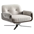Modern Lounge Chair With Light Gray Fabric Tufted Backrest And Metal Star Base