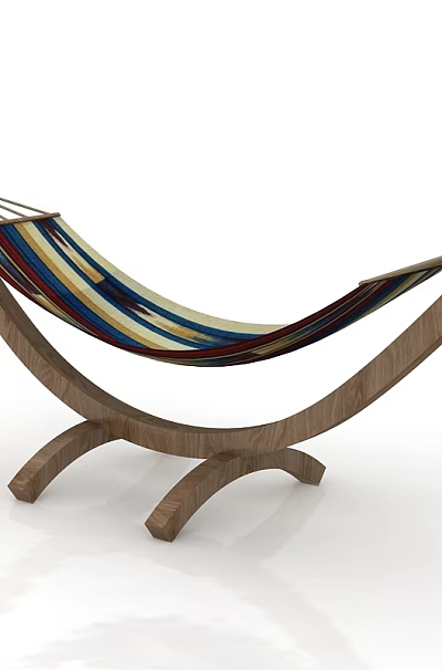 Colorful Striped Hammock with Sturdy Wooden Arc Frame for Outdoor Relaxation 3d model Colorful Striped Hammock with Sturdy Wooden Arc Frame for Outdoor Relaxation 3d model