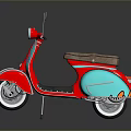 Vintage Turquoise And Red Motorcycle With Pink Accents Brown Seat Reflective Surface