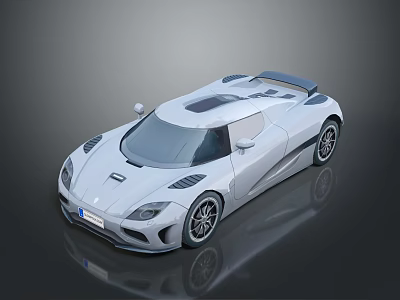 White Modern Sports Car With Sleek Aerodynamic Design Rear Spoiler And Shiny Alloy Wheels 3d model