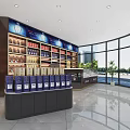 Spacious Modern Tobacco And Alcohol Store Interior With Shelves Displays Wine Liquor Tobacco Products