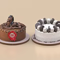 Two Decorated Celebration Cakes With Chocolate Horse 1st Prize Ribbon And Cookie Cream Toppings